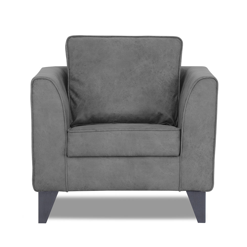 Adorn India Enzo Decent Premium Leatherette Suede 1 Seater Sofa (Grey)