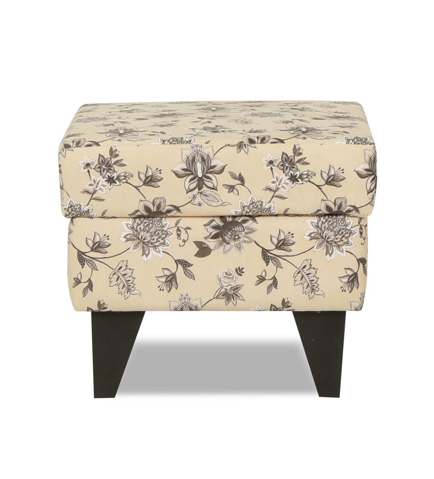 Adorn India Christopher 1 Seater Wing Chair Floral Print with Puffy (Beige)
