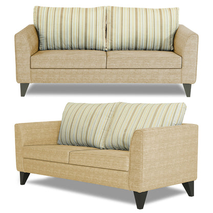 Adorn India Lawson Stripes 3+2+1 6 Seater Sofa Set with Centre Table (Beige)