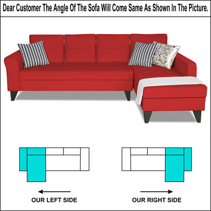 Adorn India Maddox Tufted L Shape 6 Seater Sofa Set RHS (Red) (3 Year Warranty)