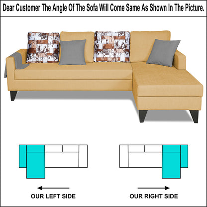Adorn India Hallton L Shape 5 Seater Sofa Set Digitel Print (Right Hand Side) (Beige) (3 Year Warranty)