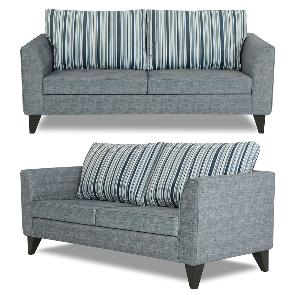Adorn India Lawson Stripes 3+2+1 6 Seater Sofa Set with Centre Table (Grey)