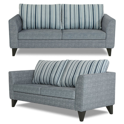 Adorn India Lawson Stripes 3+2+1 6 Seater Sofa Set with Centre Table (Grey)