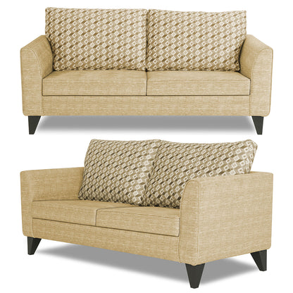 Adorn India Tornado Bricks 3+1+1 5 Seater Sofa Set with Centre Table (Beige)