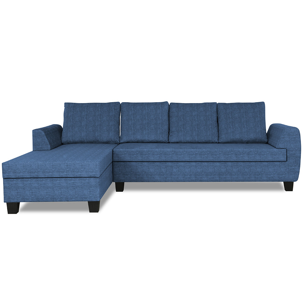 Adorn India Raiden Decent Premium L Shape 6 Seater Sofa Set with Center Table (Left Hand Side) (Blue) (3 Year Warranty)