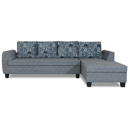 Adorn India Raiden Crafty L Shape 6 Seater Sofa Set with Center Table (Right Hand Side) (Grey) (3 Year Warranty)