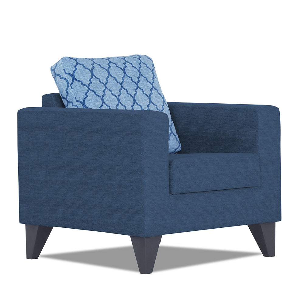 Adorn India Straight line Plus Blossom 1 Seater Sofa (Blue) (3 Year Warranty)