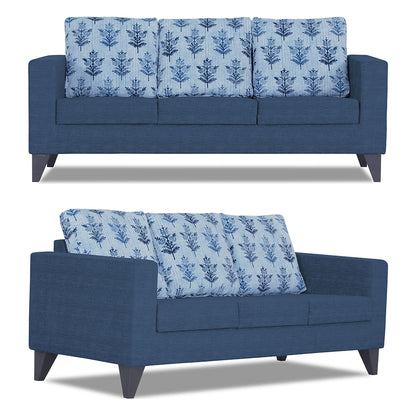 Adorn India Straight line Plus Leaf 3+1+1 5 Seater Sofa Set (Blue)(3 Year Warranty)
