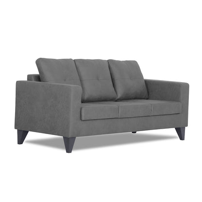 Adorn India Straight line Plus Premium Leatherette Suede 3 Seater Sofa (Grey) (3 Year Warranty)