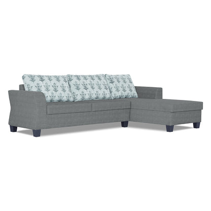 Adorn India Valencia Plus L Shape 6 Seater Sofa Set Leaf (Right Hand Side) (Grey)