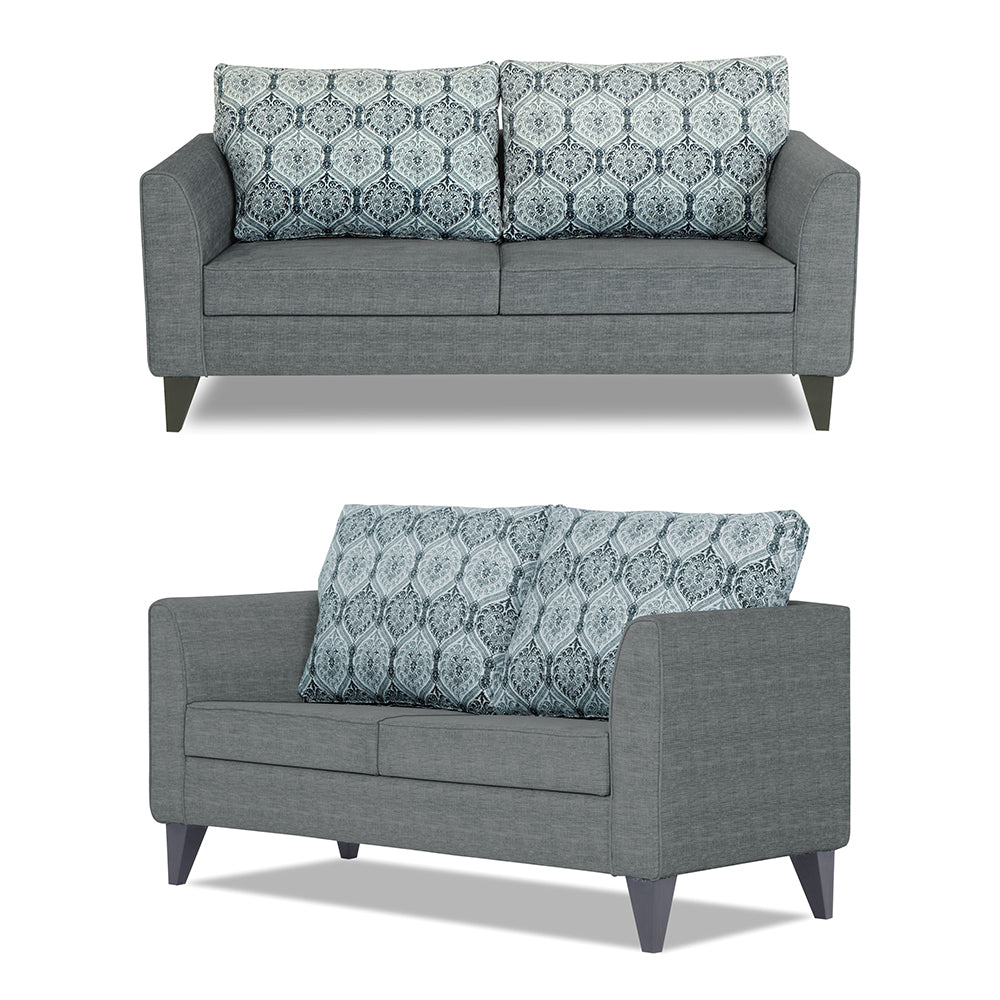 Adorn India Cortina Damask 3+2+1 6 Seater Sofa Set with Centre Table (Grey) Modern