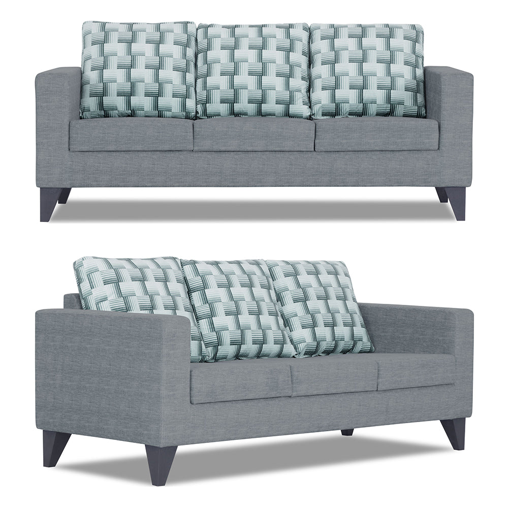 Adorn India Straight line Plus Bricks 3+2 5 Seater Sofa Set (Grey) (3 Year Warranty)