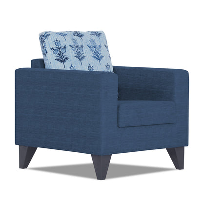 Adorn India Straight line Plus Leaf 1 Seater Sofa (Blue) (3 Year Warranty)