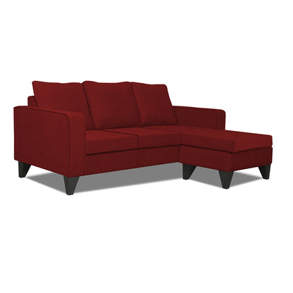 Adorn India Chandler L Shape 4 Seater Sofa Set Plain (Right Hand Side) (Maroon)