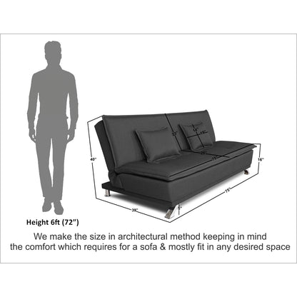 Adorn India Arden 4 Seater Sofa Cum Bed 4 x 6 (Dark Grey) (3 Year Warranty)