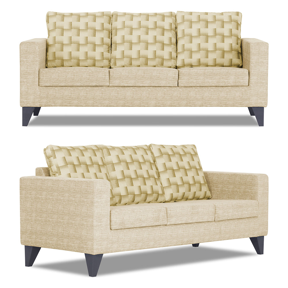 Adorn India Straight line Plus Bricks 3+2+1 6 Seater Sofa Set (Beige) (3 Year Warranty)
