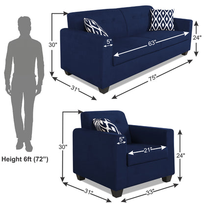 Adorn India Blazer 3-1-1 Five Seater Sofa Set (Blue, Wood)