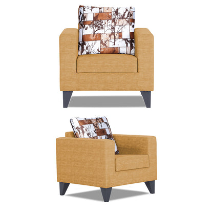 Adorn India Hallton Digitel Print Cushion 3+1+1 5 Seater Sofa Set (Beige) (3 Year Warranty)