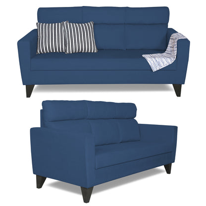 Adorn India Cardello 3-2 Five Seater Sofa Set (Blue) (3 Year Warranty)