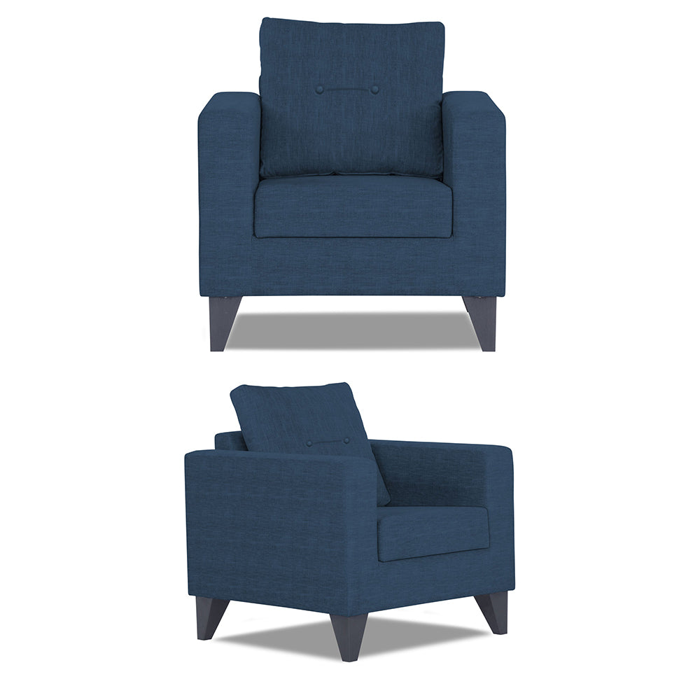 Adorn India Hallton Tufted 3-2-1 Six Seater Sofa Set (Blue) (3 Year Warranty)