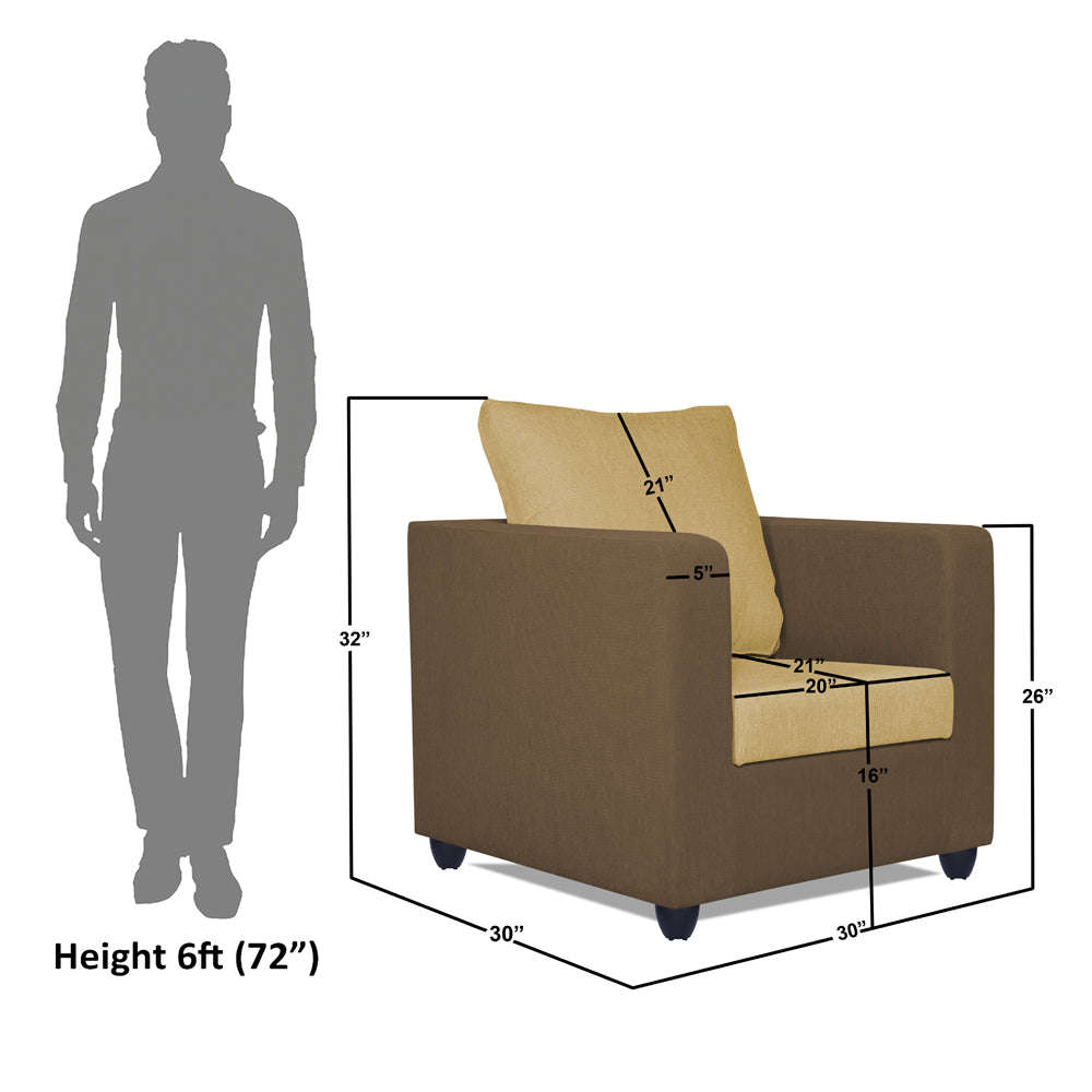 Adorn India Zink 1 Seater Sofa (Brown & Beige)