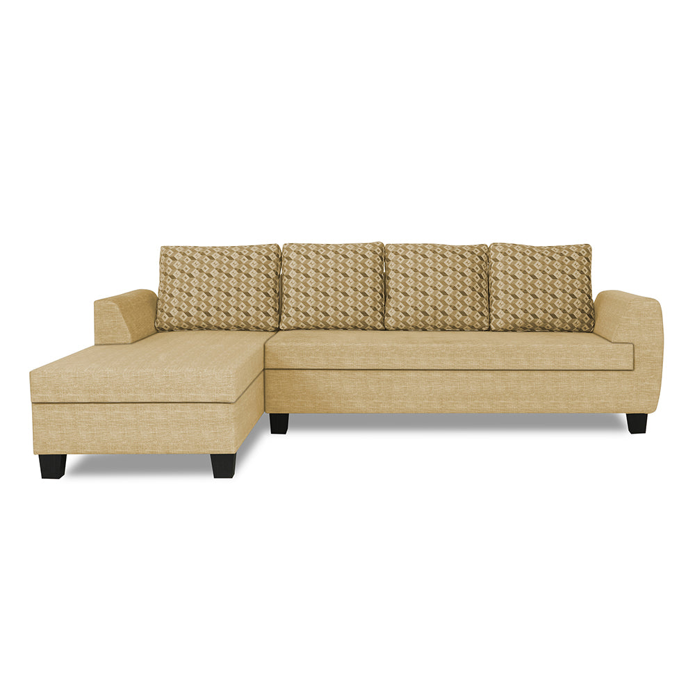 Adorn India Raiden Bricks Premium L Shape 6 Seater Sofa Set with Center Table (Left Hand Side) (Beige) (3 Year Warranty)