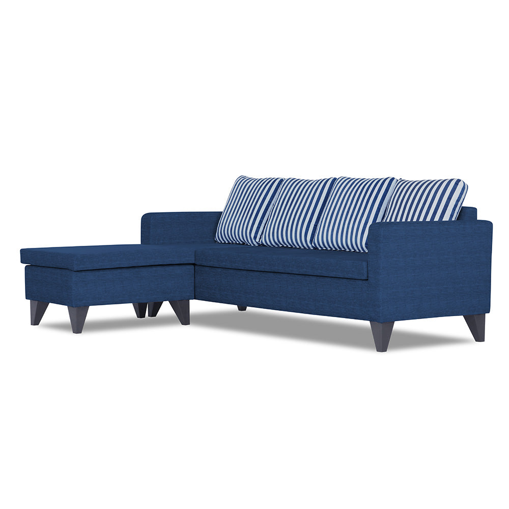 Adorn India Abington Stripes L Shape 5 Seater Sofa Set LHS (Blue) (3 Year Warranty)