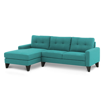 Adorn India Midas L Shape 6 Seater Sofa Set Left Hand Side (Aqua Blue) (3 Year Warranty)