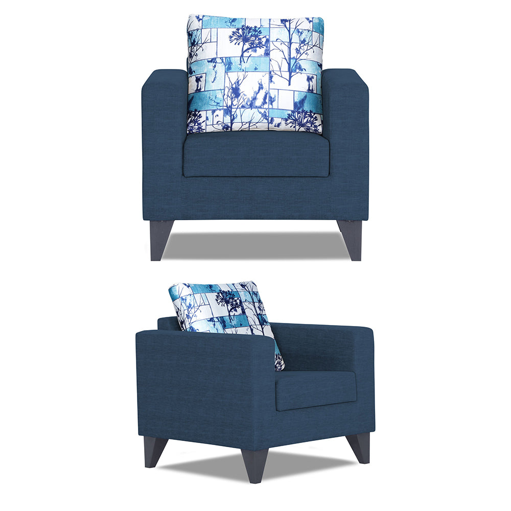 Adorn India Hallton Digitel Print Cushion 3-1-1 Five Seater Sofa Set (Blue) (3 Year Warranty)