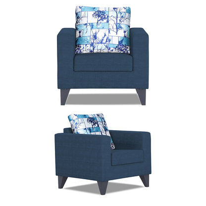 Adorn India Hallton Digitel Print Cushion 3-1-1 Five Seater Sofa Set (Blue) (3 Year Warranty)