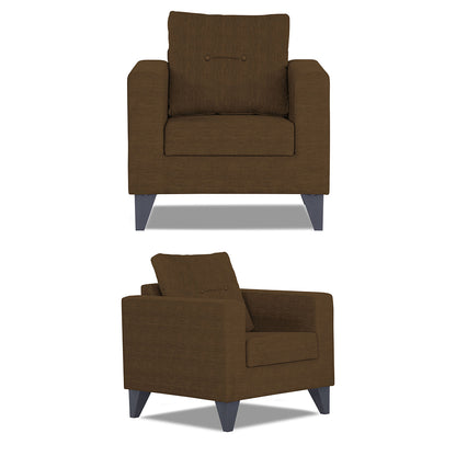 Adorn India Hallton Tufted 3+1+1 5 Seater Sofa Set (Brown) (3 Year Warranty)