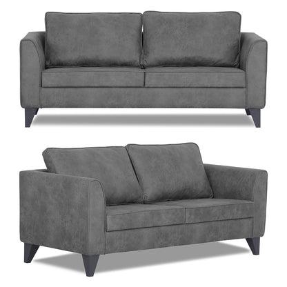 Adorn India Enzo Decent Premium Leatherette Suede 3+2+1 6 Seater Sofa Set (Grey)