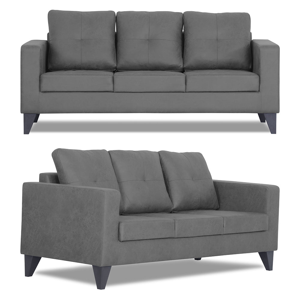 Adorn India Straight line Plus Premium Leatherette Suede 3+2+1 6 Seater Sofa Set (Grey) (3 Year Warranty)