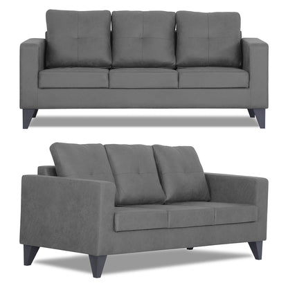 Adorn India Straight line Plus Premium Leatherette Suede 3+2+1 6 Seater Sofa Set (Grey) (3 Year Warranty)
