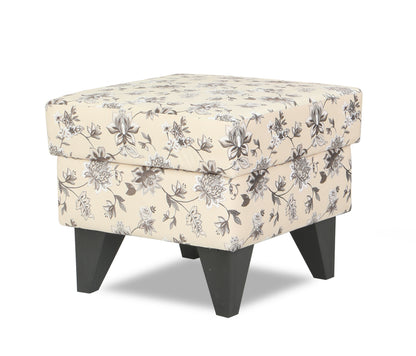 Adorn India Christopher 1 Seater Wing Chair Floral Print with Puffy (Beige)