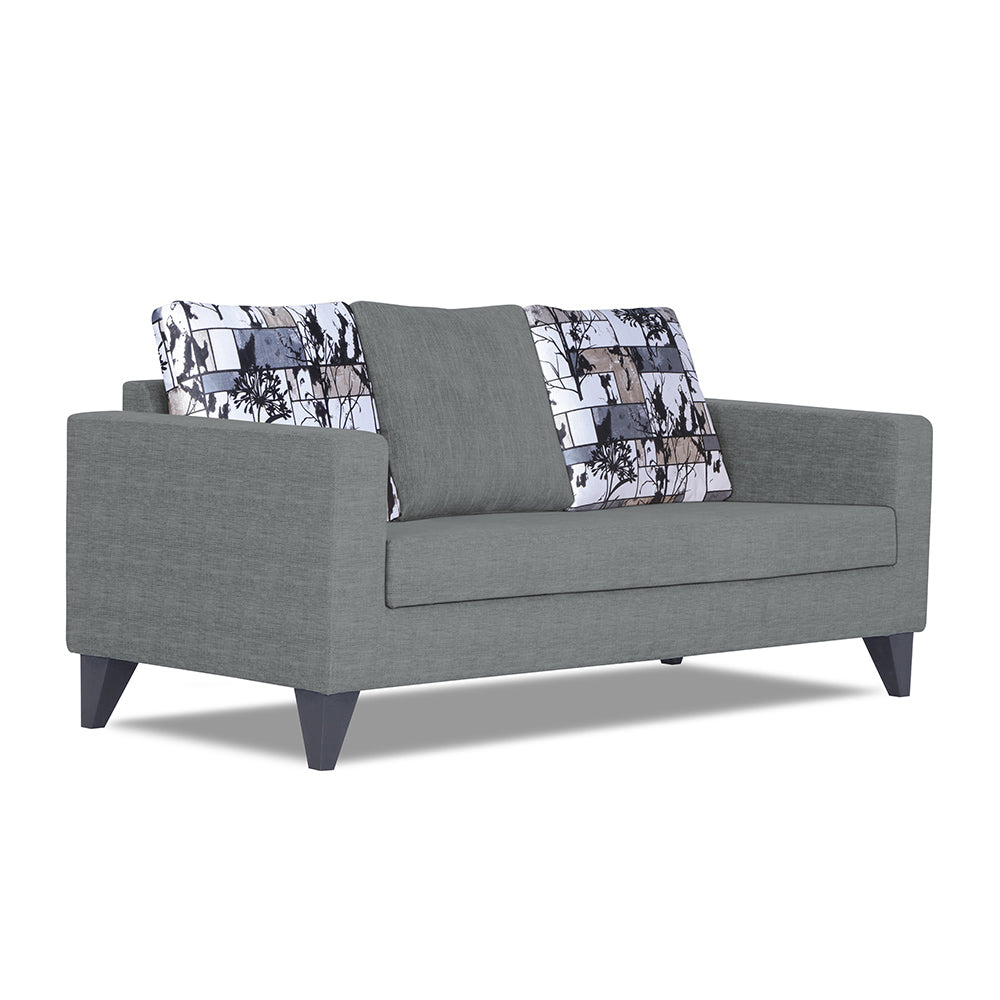 Adorn India Hallton Digitel Print Cushion 3 Seater Sofa (Grey) (3 Year Warranty)