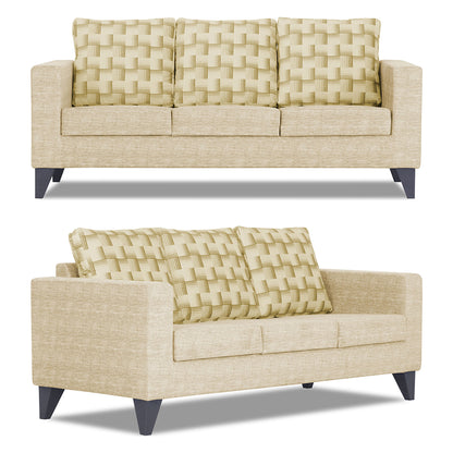 Adorn India Straight line Plus Bricks 3+2 5 Seater Sofa Set (Beige) (3 Year Warranty)