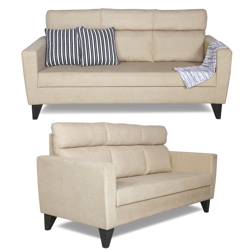 Adorn India Cardello 3-2-1 Six Seater Sofa Set (Beige) (3 Year Warranty)