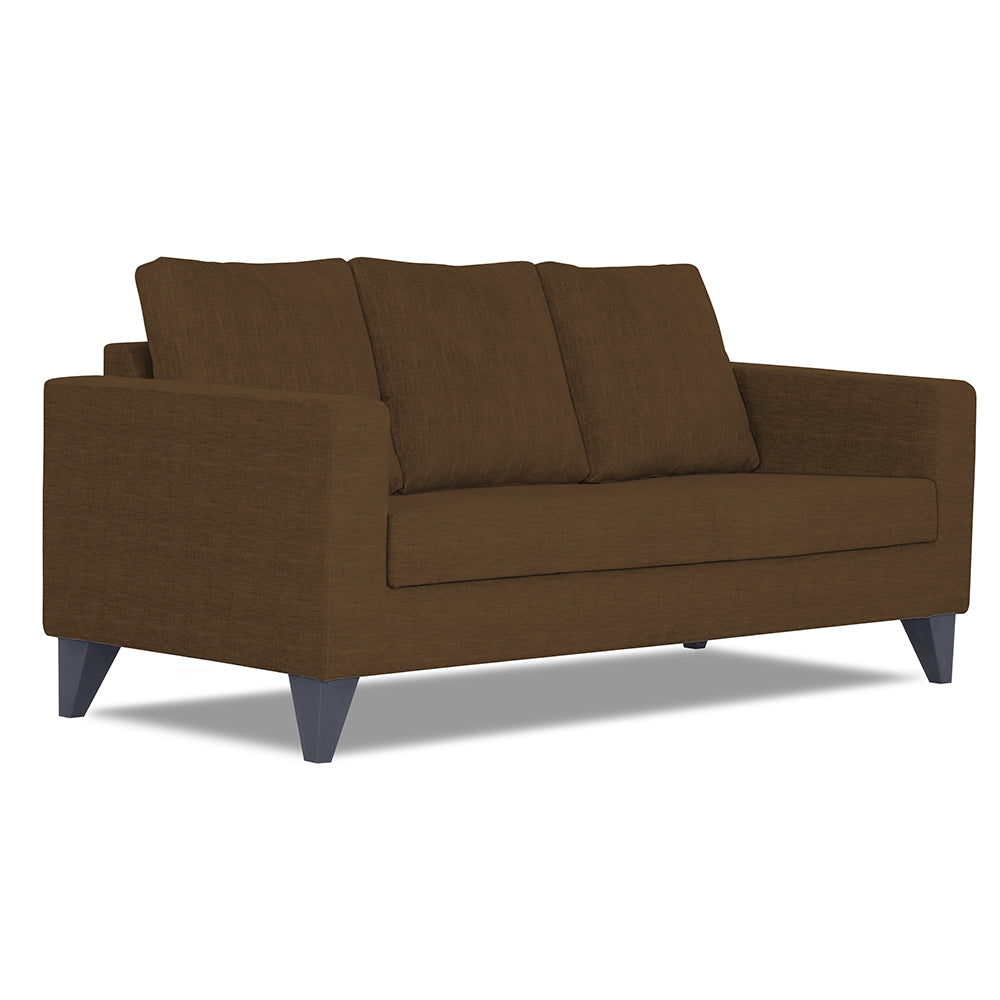 Adorn India Wood Hallton Plain 3 Seater Sofa (Brown) (3 Year Warranty)