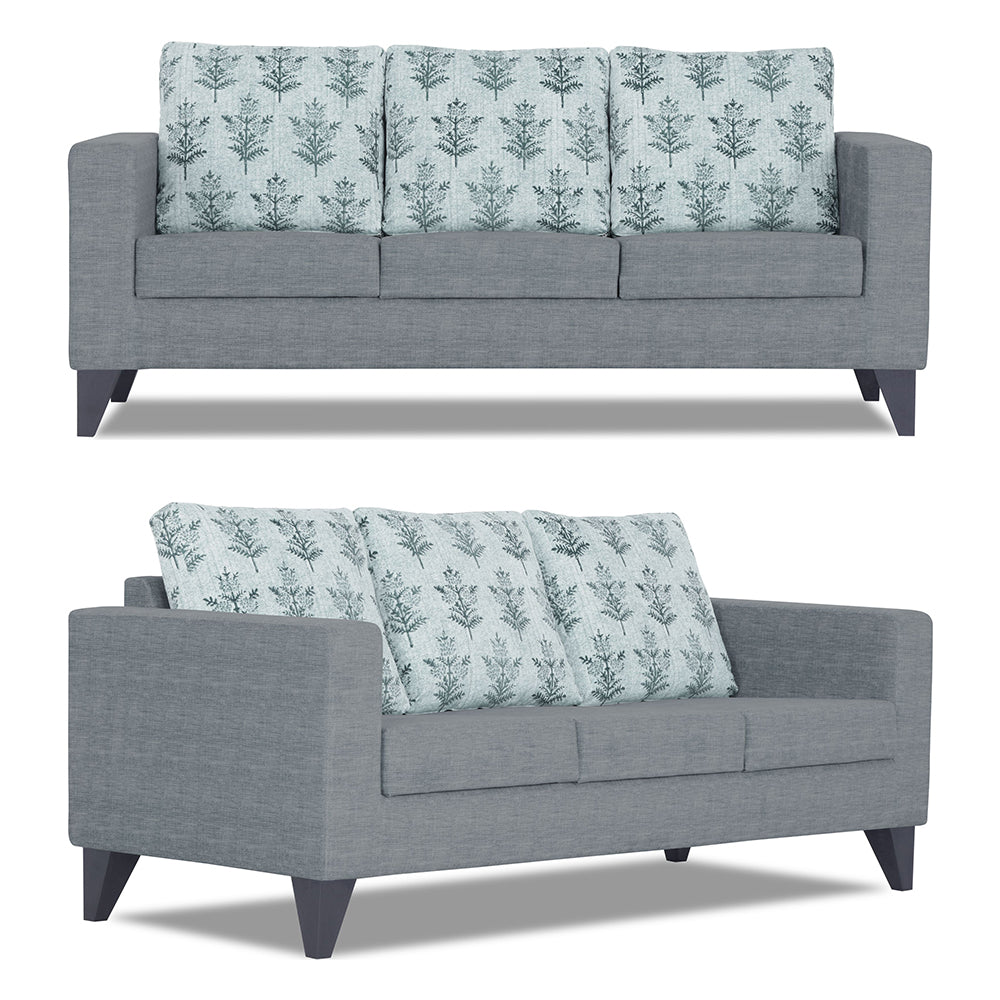 Adorn India Straight line Plus Leaf 3+2+1 6 Seater Sofa Set (Grey) (3 Year Warranty)