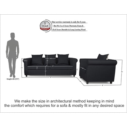 Adorn India Magnum 3-1-1 Sofa Set (Black)