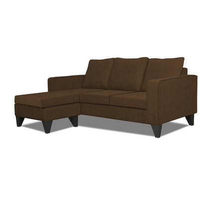 Adorn India Chandler Plain L Shape 4 Seater Wood Sofa Set (Brown) (3 Year Warranty)