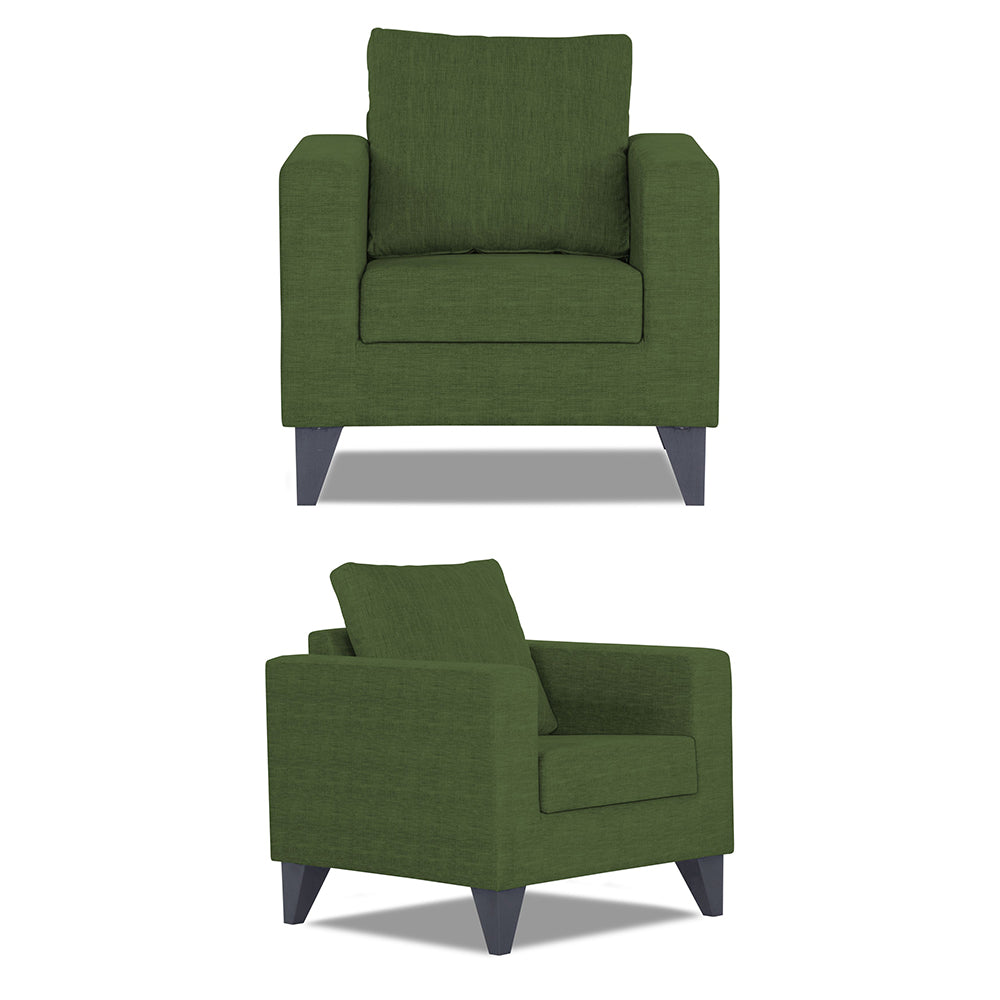 Adorn India Hallton Plain 3+1+1 5 Seater Sofa Set (Green) (3 Year Warranty)