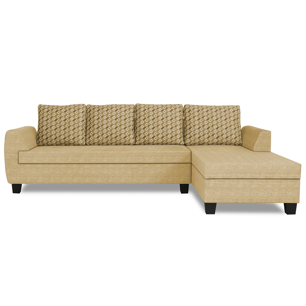 Adorn India Raiden Bricks Premium L Shape 6 Seater Sofa Set with Center Table (Right Hand Side) (Beige) (3 Year Warranty)