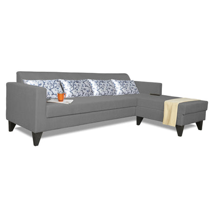 Adorn India Bladen L Shape 5 Seater Sofa Set Floral Print (Right Hand Side) (Grey)