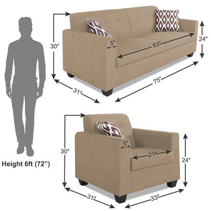 Adorn India Blazer Plus 3+1+1 5 Seater Sofa Set (Beige)