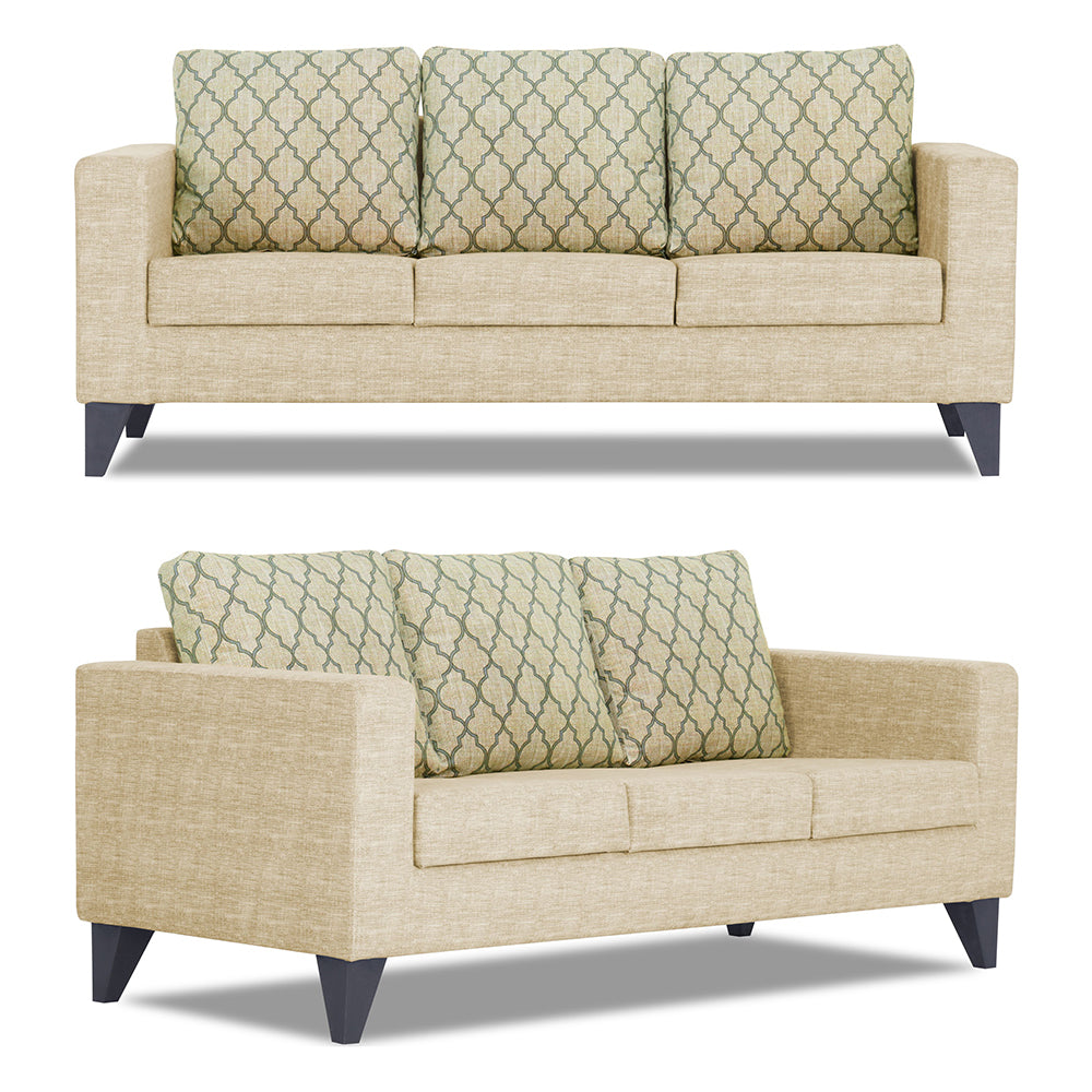 Adorn India Straight line Plus Blossom 3+2 5 Seater Sofa Set (Beige) (3 Year Warranty)