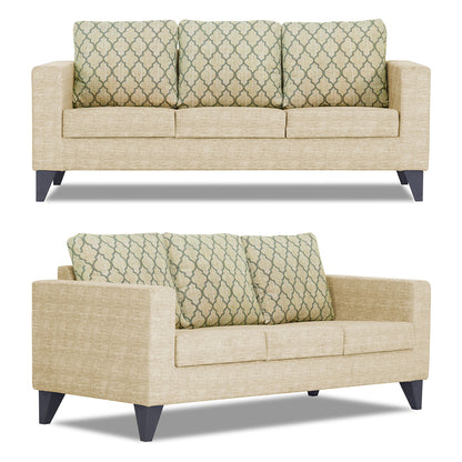 Adorn India Straight line Plus Blossom 3+2 5 Seater Sofa Set (Beige) (3 Year Warranty)