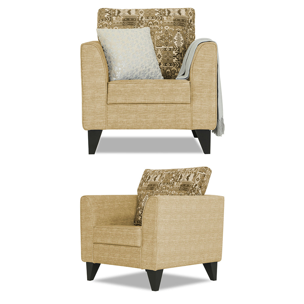 Adorn India Sheldon Craftys 3+1+1 5 Seater Sofa Set with Centre Table (Beige)