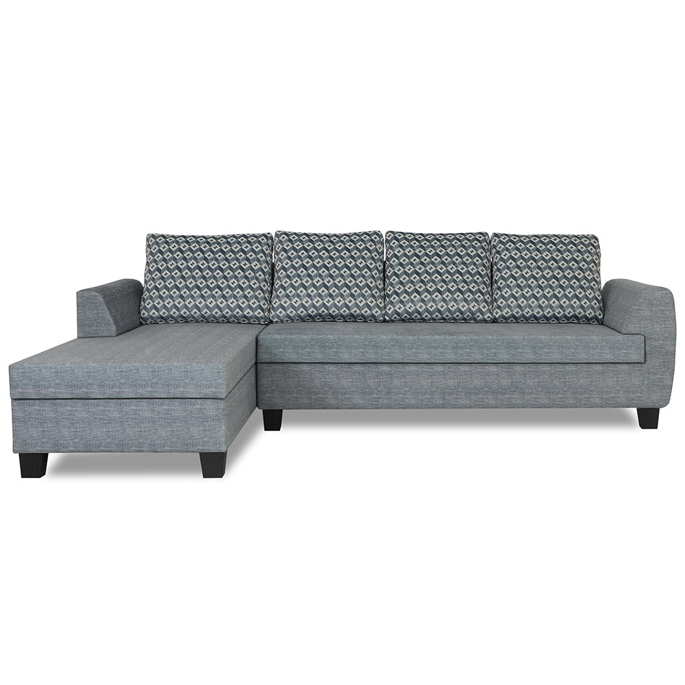 Adorn India Raiden Bricks Premium L Shape 6 Seater Sofa Set with Center Table (Left Hand Side) (Grey) (3 Year Warranty)